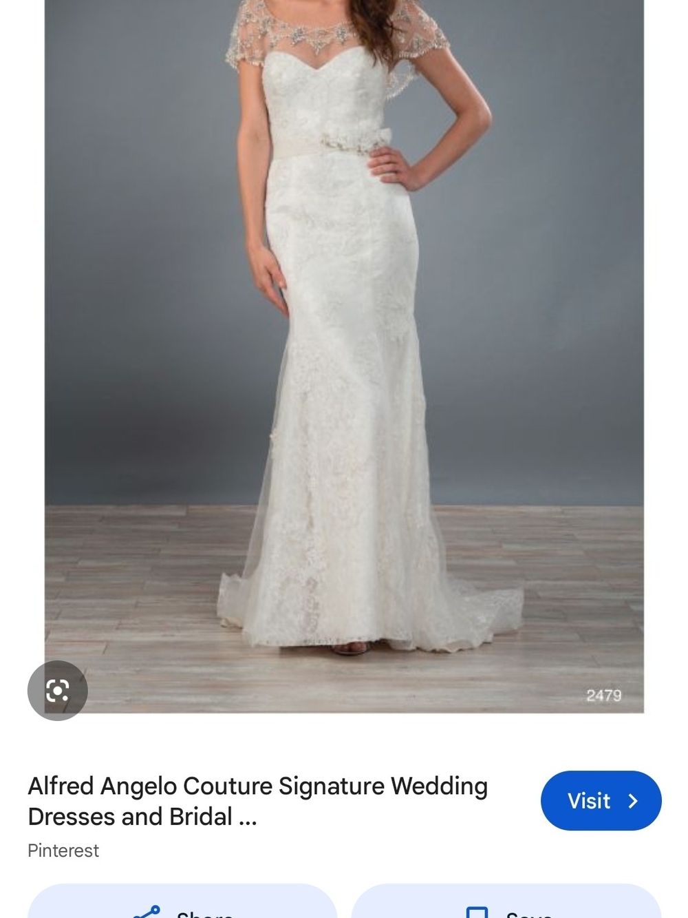 Alfred Angelo Ivory Lace Sheath Wedding Dress with Beaded Cap Sleeves
